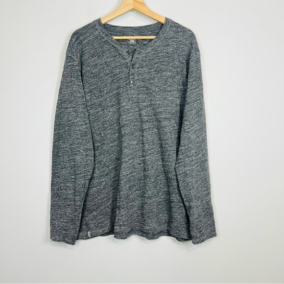 QÔR Heathered Gray Long Sleeve Henley Shirt XL - Picture 2 of 8